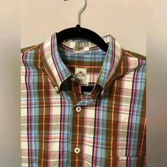 Peter Millar Striped 100% Cotton Button Down/ Button Up Dress Shirt Size Medium - Picture 3 of 9